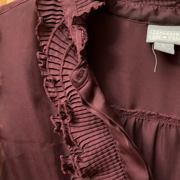 Converse All Star Women’s Sz L Blouse Burgundy Top Summer Shirt - Picture 4 of 8